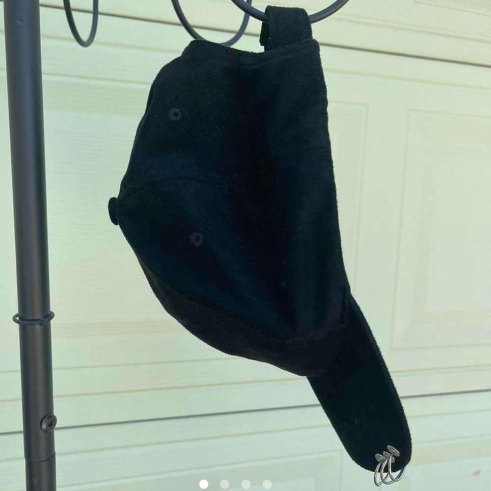 K-Pop Inspired Black Faux Suede Baseball Hat with Piercings